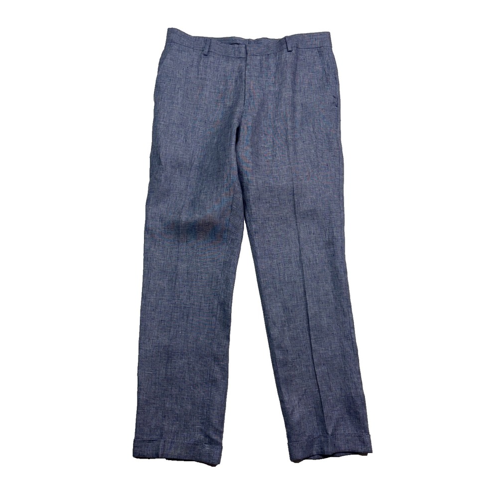 Murano 34x32 Blue Chambray Pants Baird McNutt 100% Linen Flat Front Lightweight